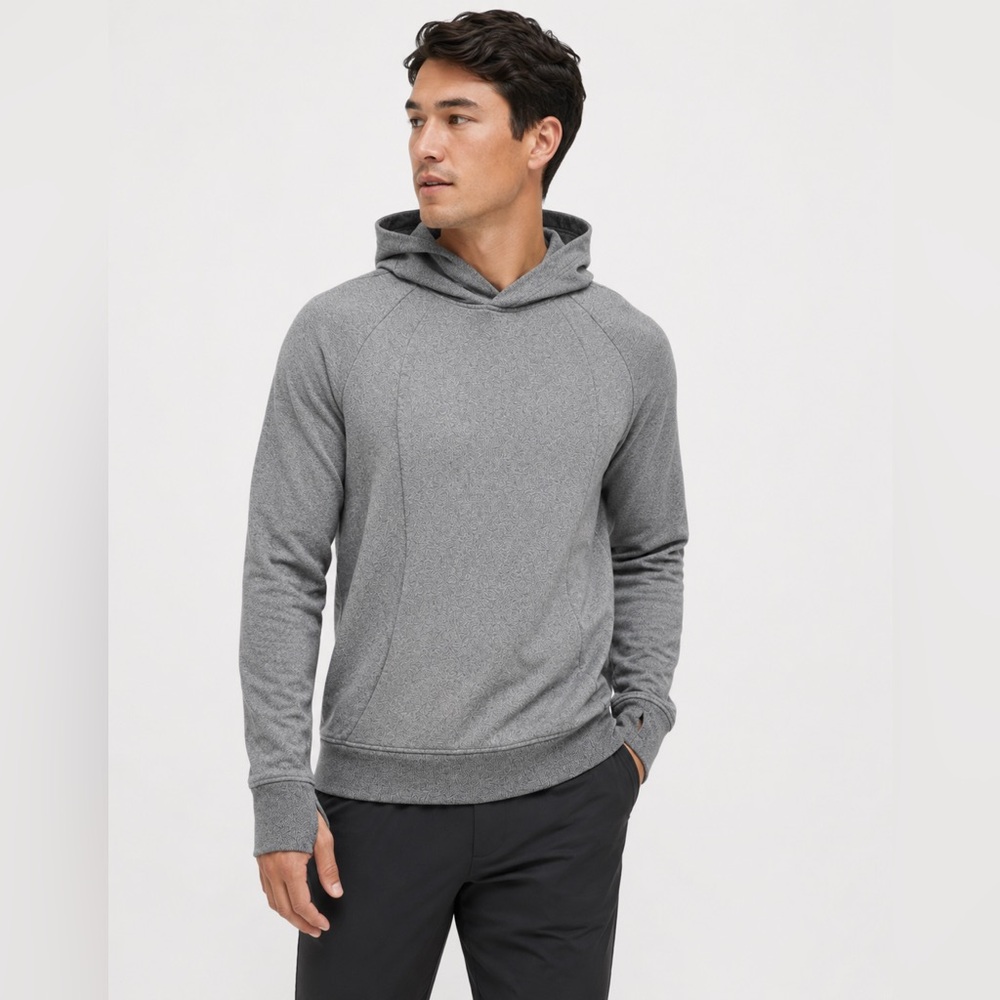 Lululemon Men's Pullover Hoodie Heathered Gray Thumbholes Stretch Size M
